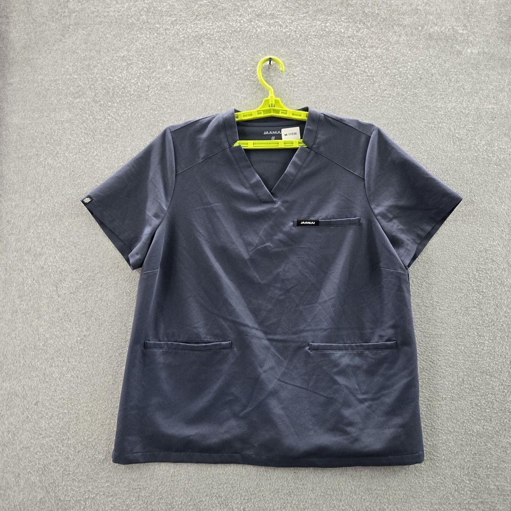Jaanuu Women Scrub Top XL Gray‎ PO#593 Short Sleeve Pockets
